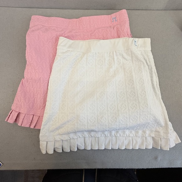 J. McLaughlin Pants - J McLaughlin Skort Lot 2 S Pleated Hem Stretch Golf Tennis Skirt Pink + White